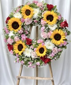 Sunflower & Red roses & pink carnations G1-42029SRP