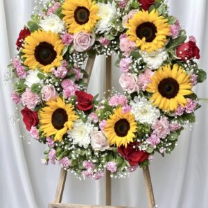 Sunflower & Red roses & pink carnations G1-42029SRP