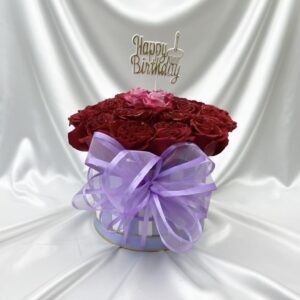 Red roses with purple bow G1-42043