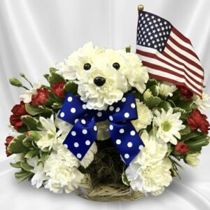 White patriot carnation bear G1-42061
