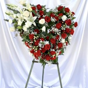 Red Rose & Lily open standing heart G1-42027W
